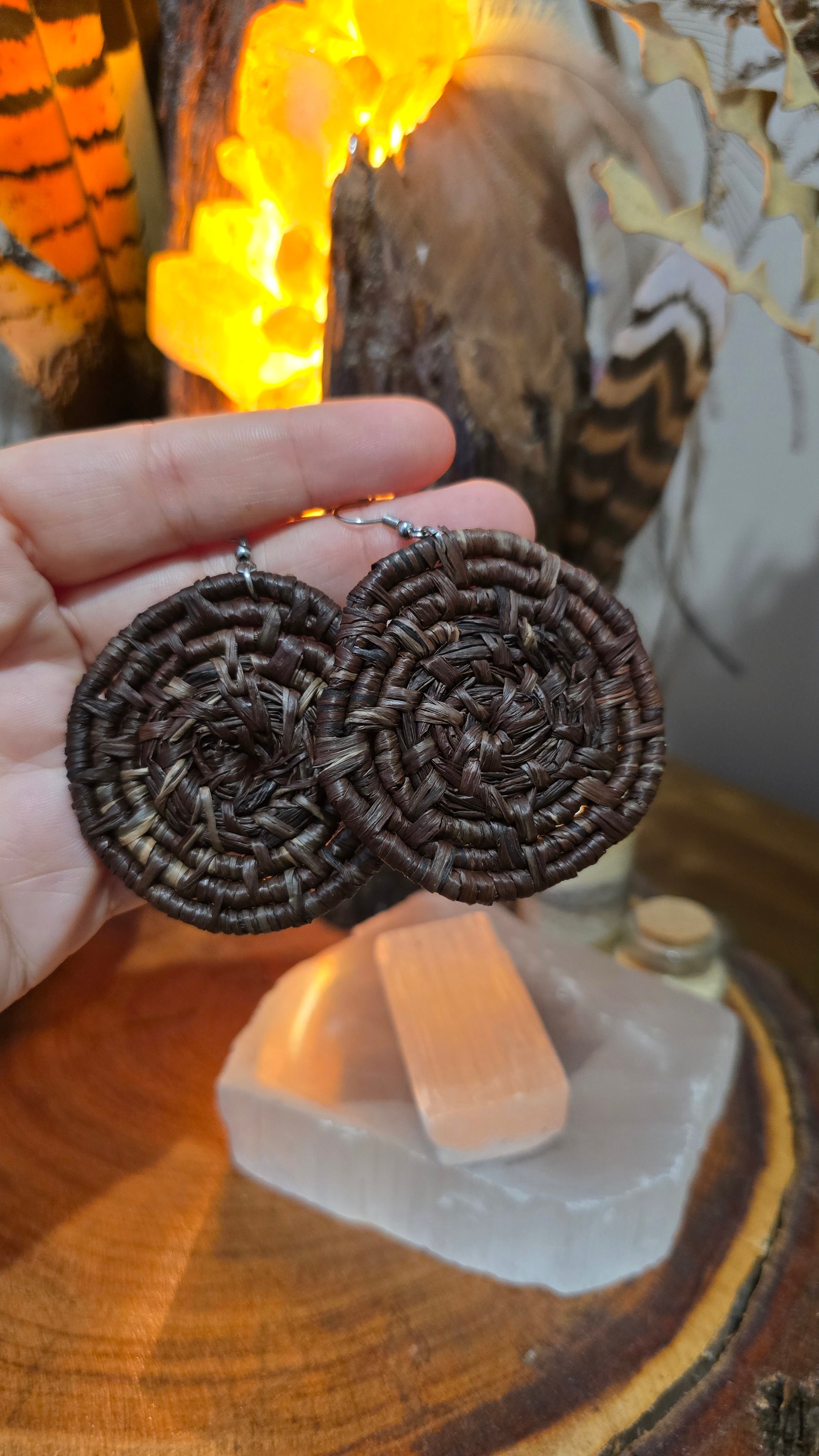 Woven Earrings Large - Wombat