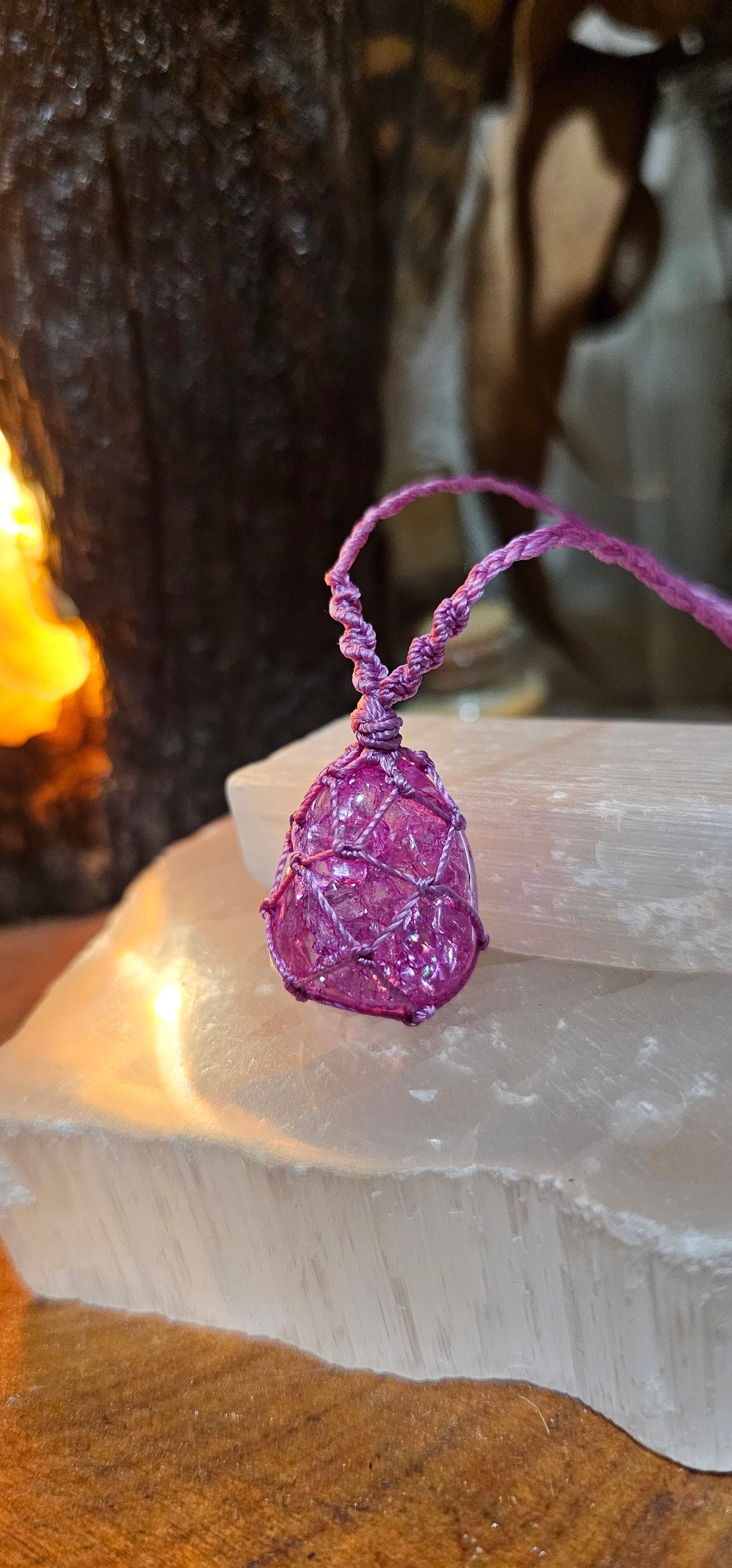 Crackle Quartz Necklace - Pink