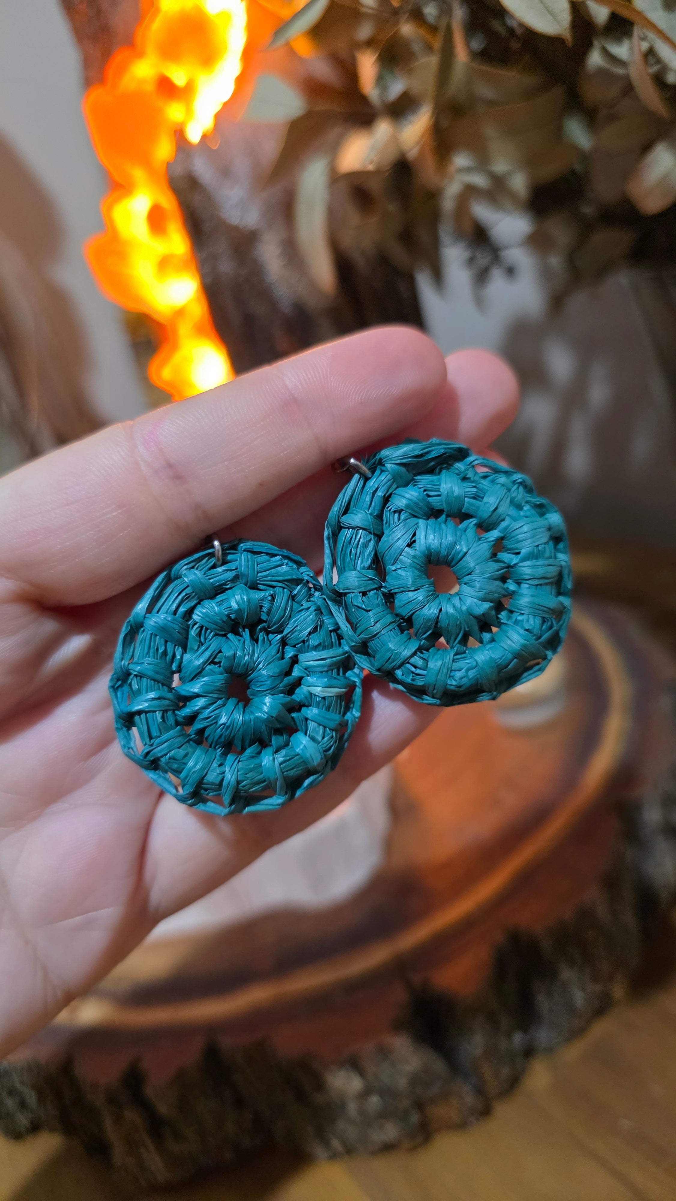 Woven Earrings Small - Teal