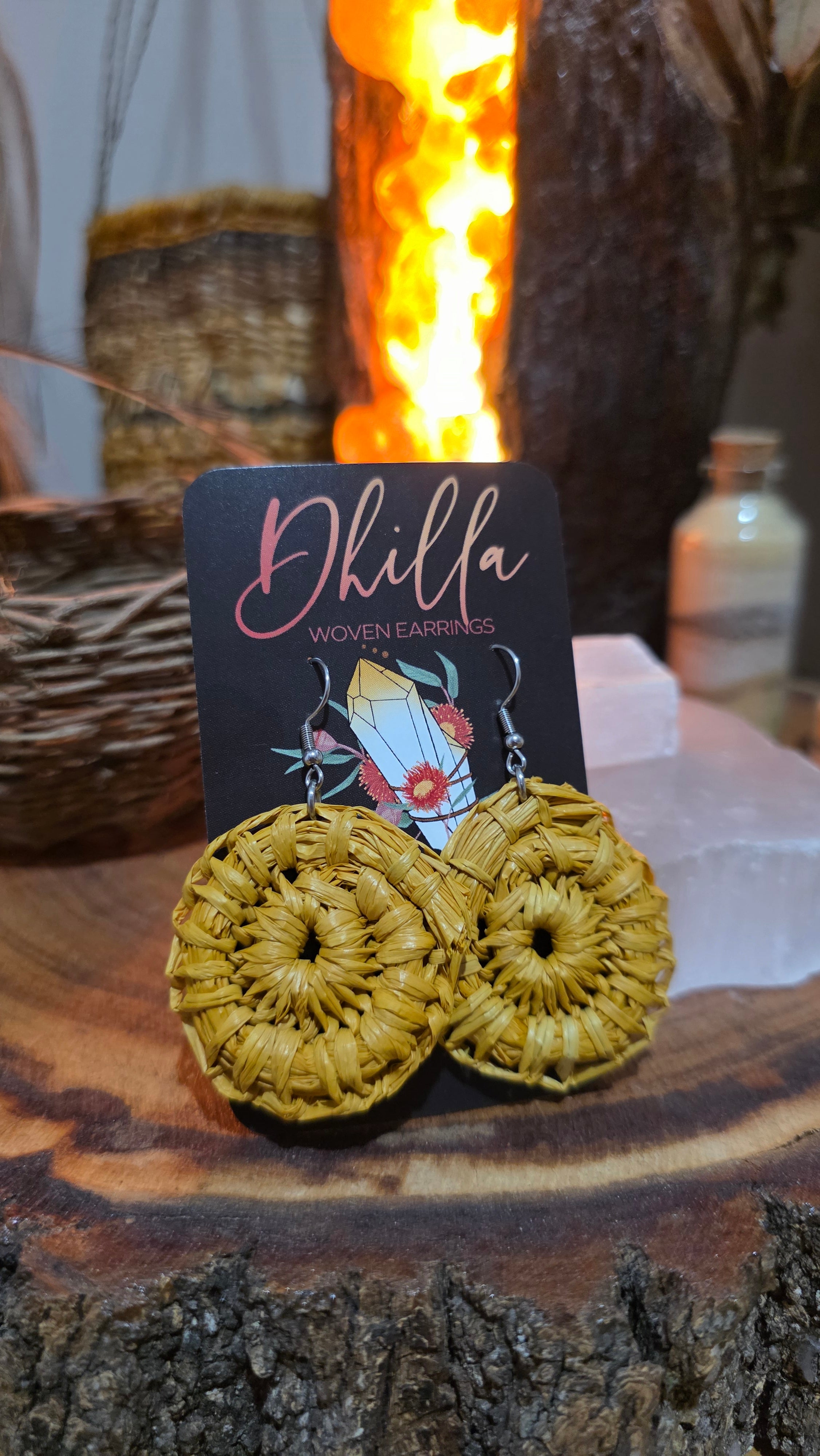 Woven Earrings Small - Yellow