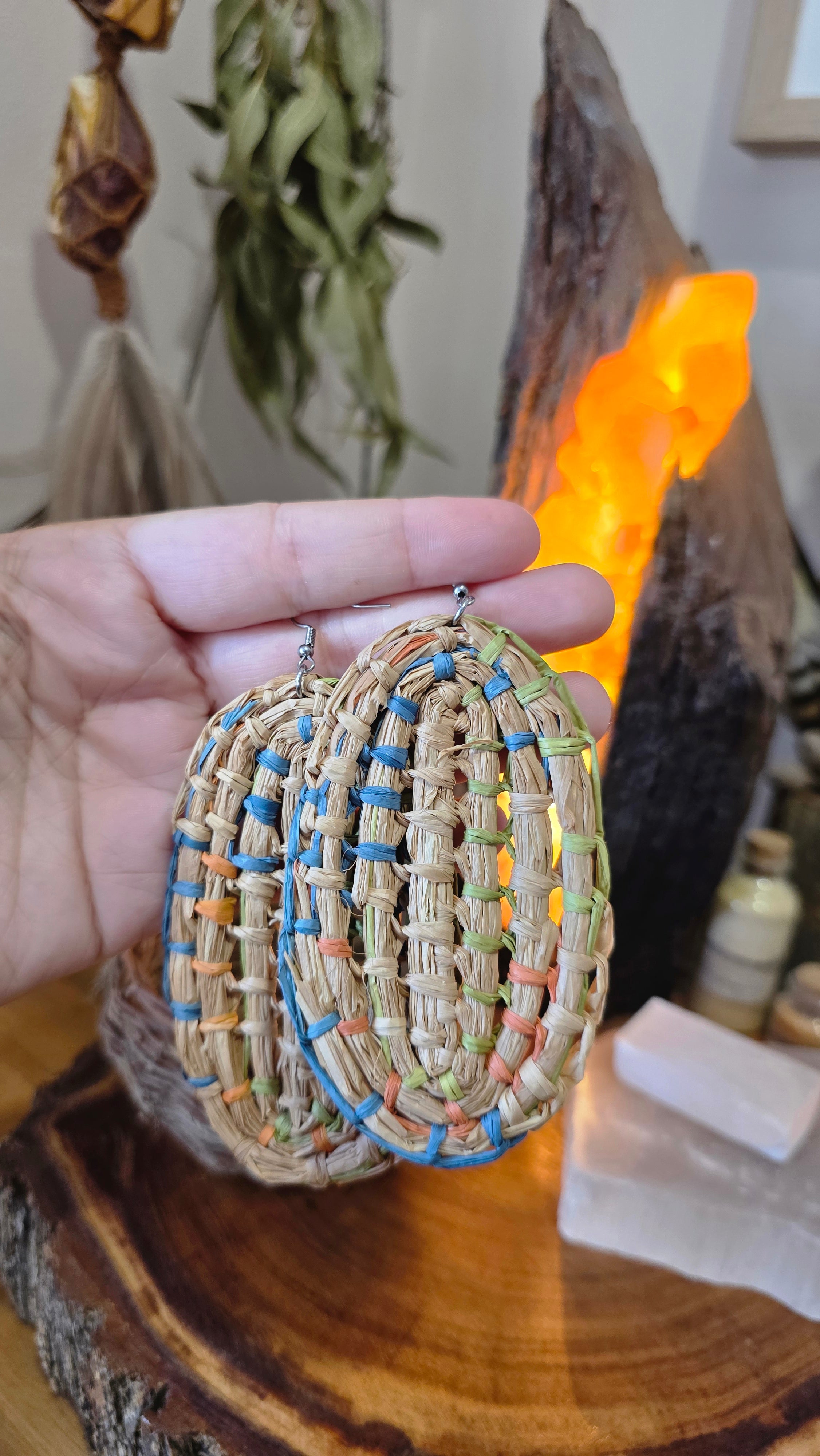 Woven Sheild Earrings XL - Harvest