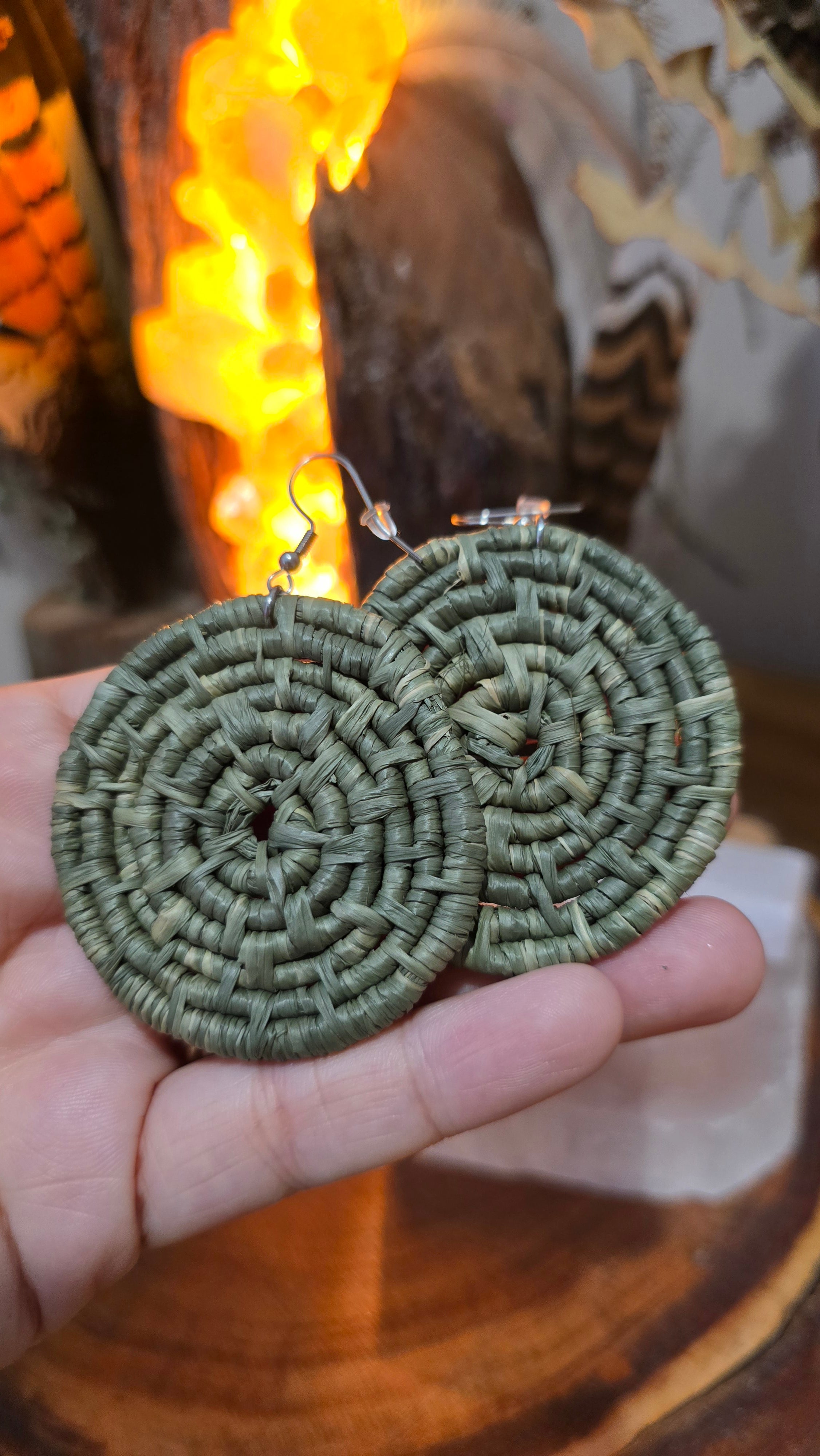 Woven Earrings Large - Lomandra