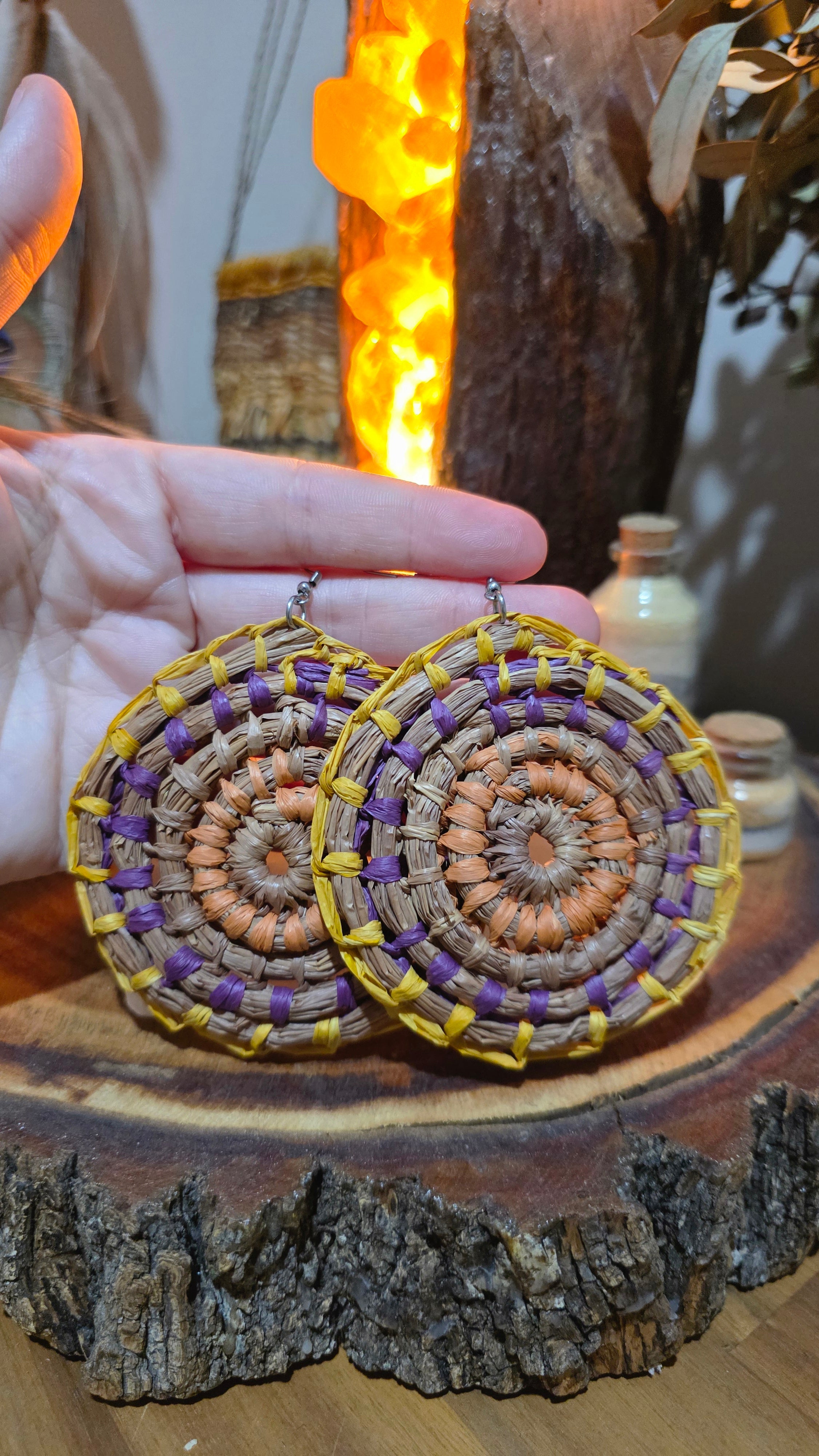 Woven Earrings XL - Spring Sun