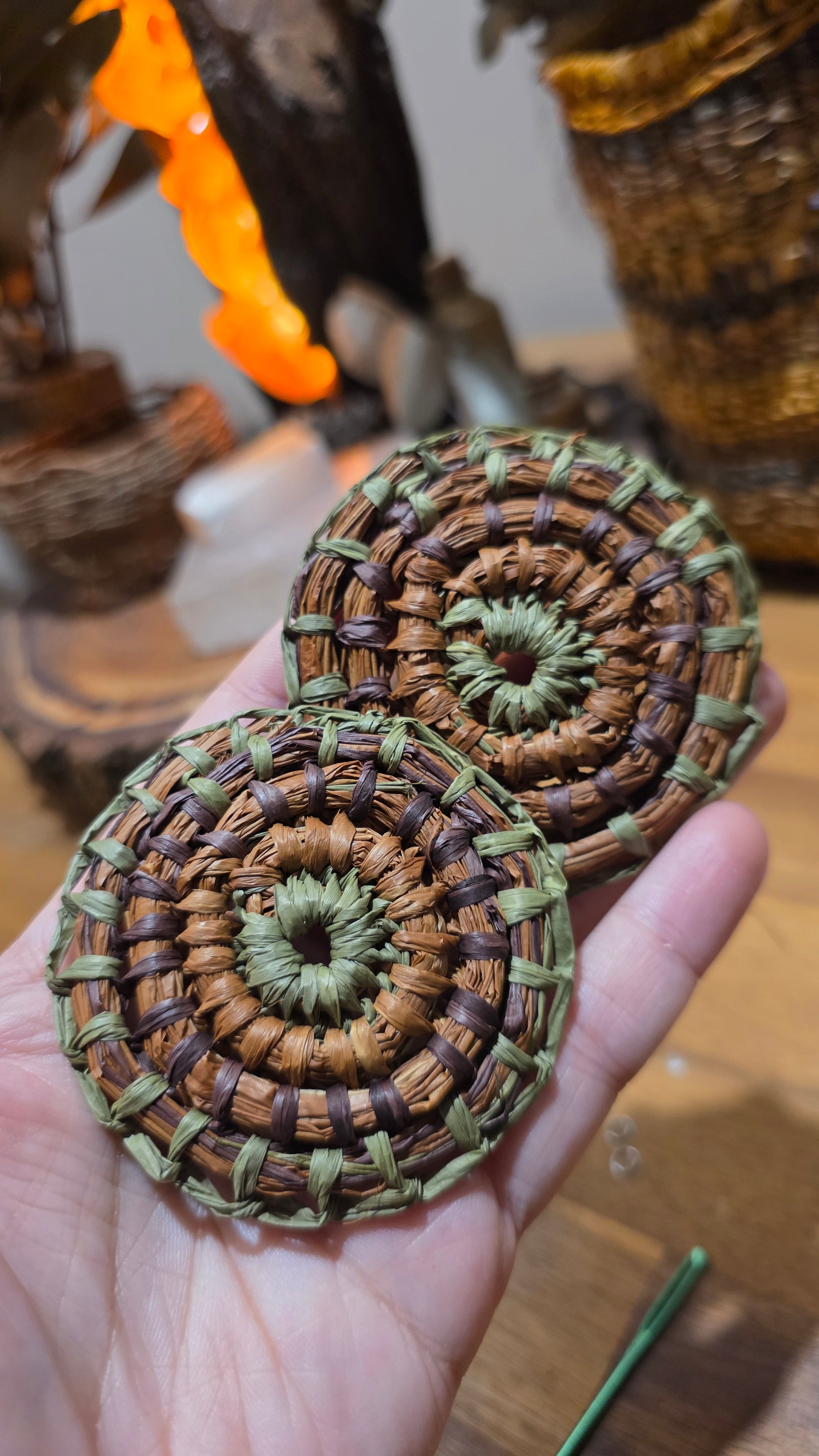 Woven Earrings Large - Eucalyptus Dreaming