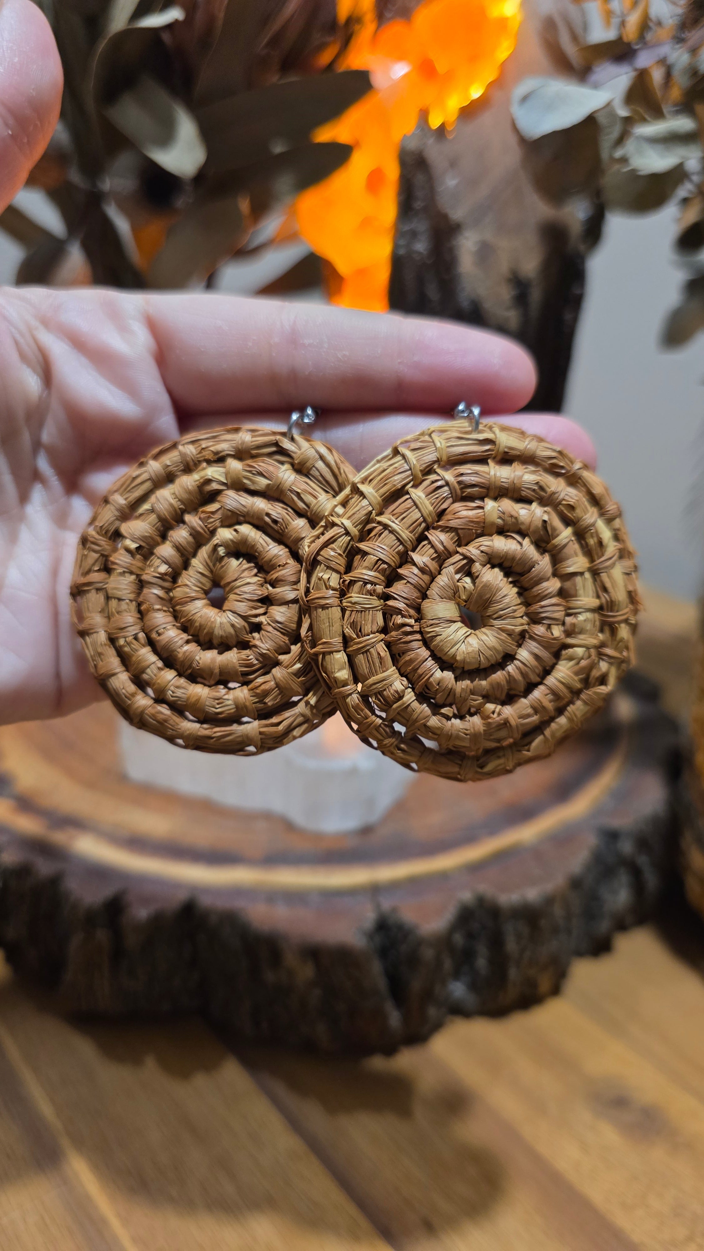Woven Earrings Medium - Sand Dune