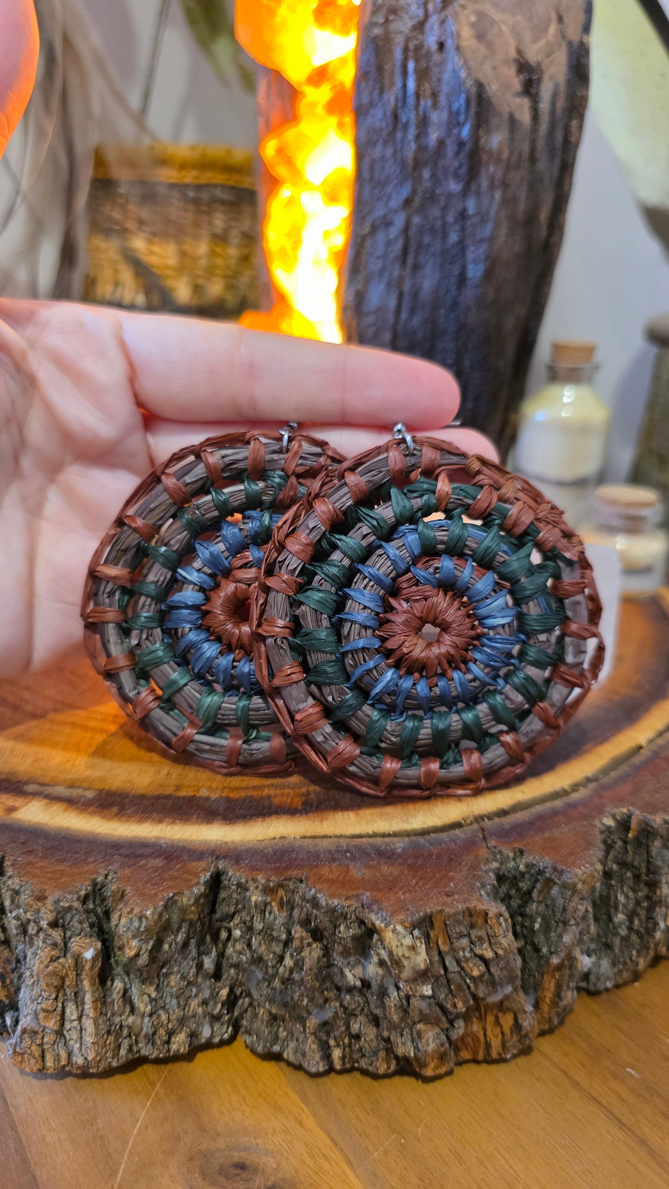 Woven Earrings XL - Cedar Evergreen