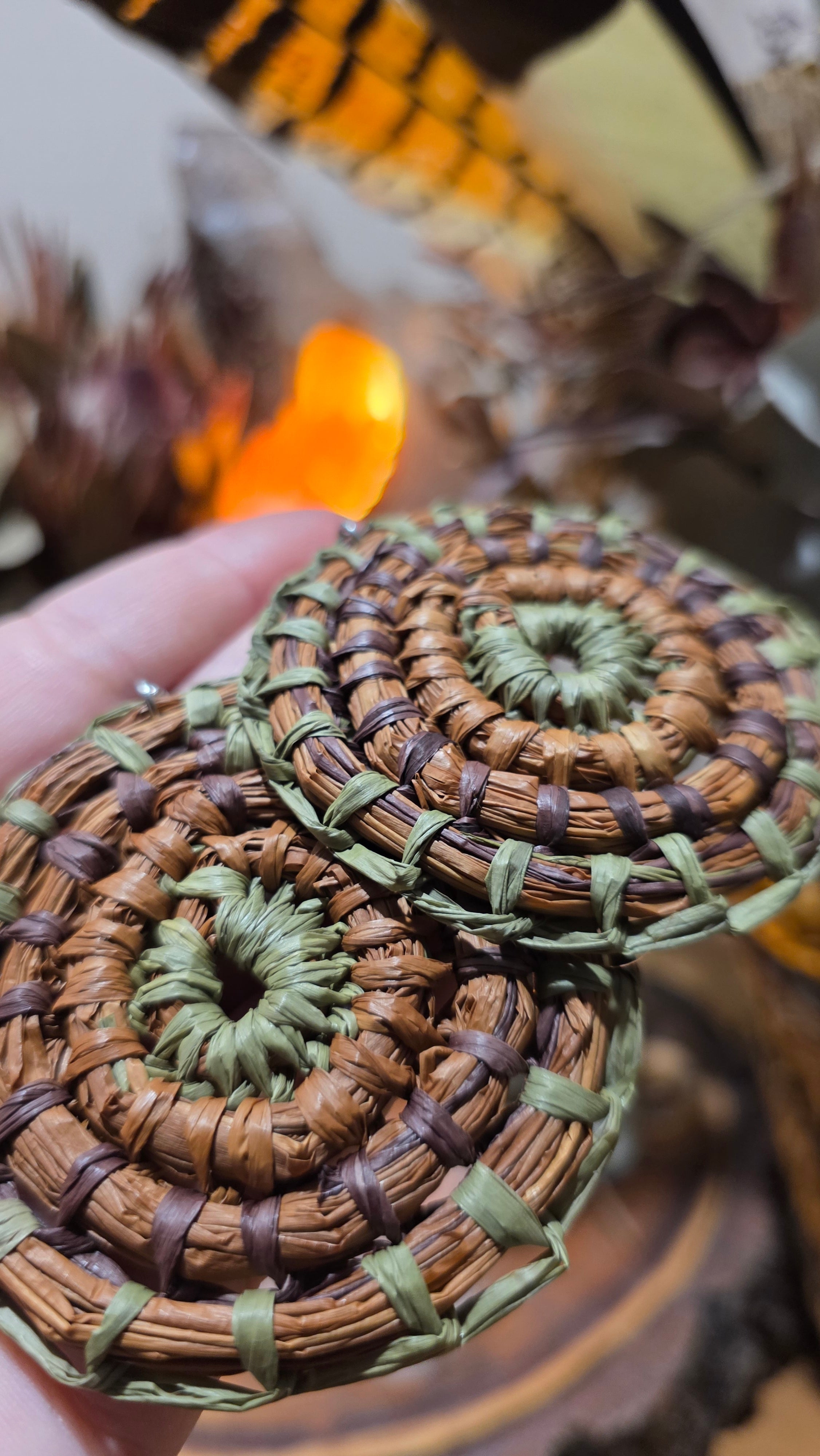 Woven Earrings Large - Eucalyptus Dreaming