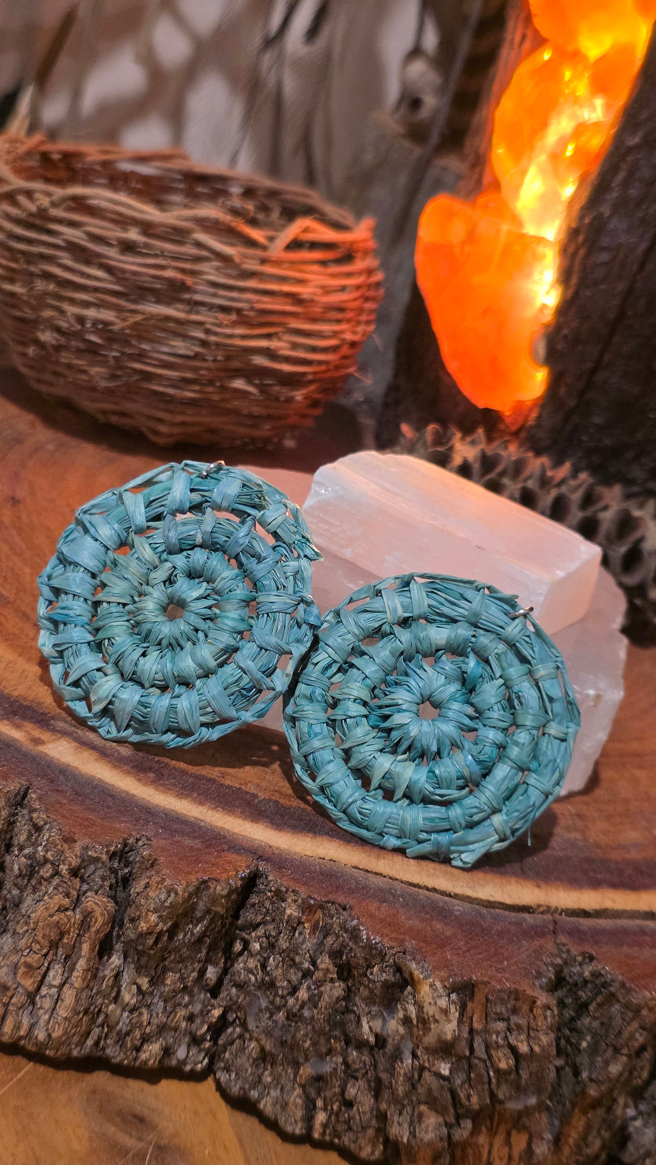 Woven Earrings Medium - Lagoon