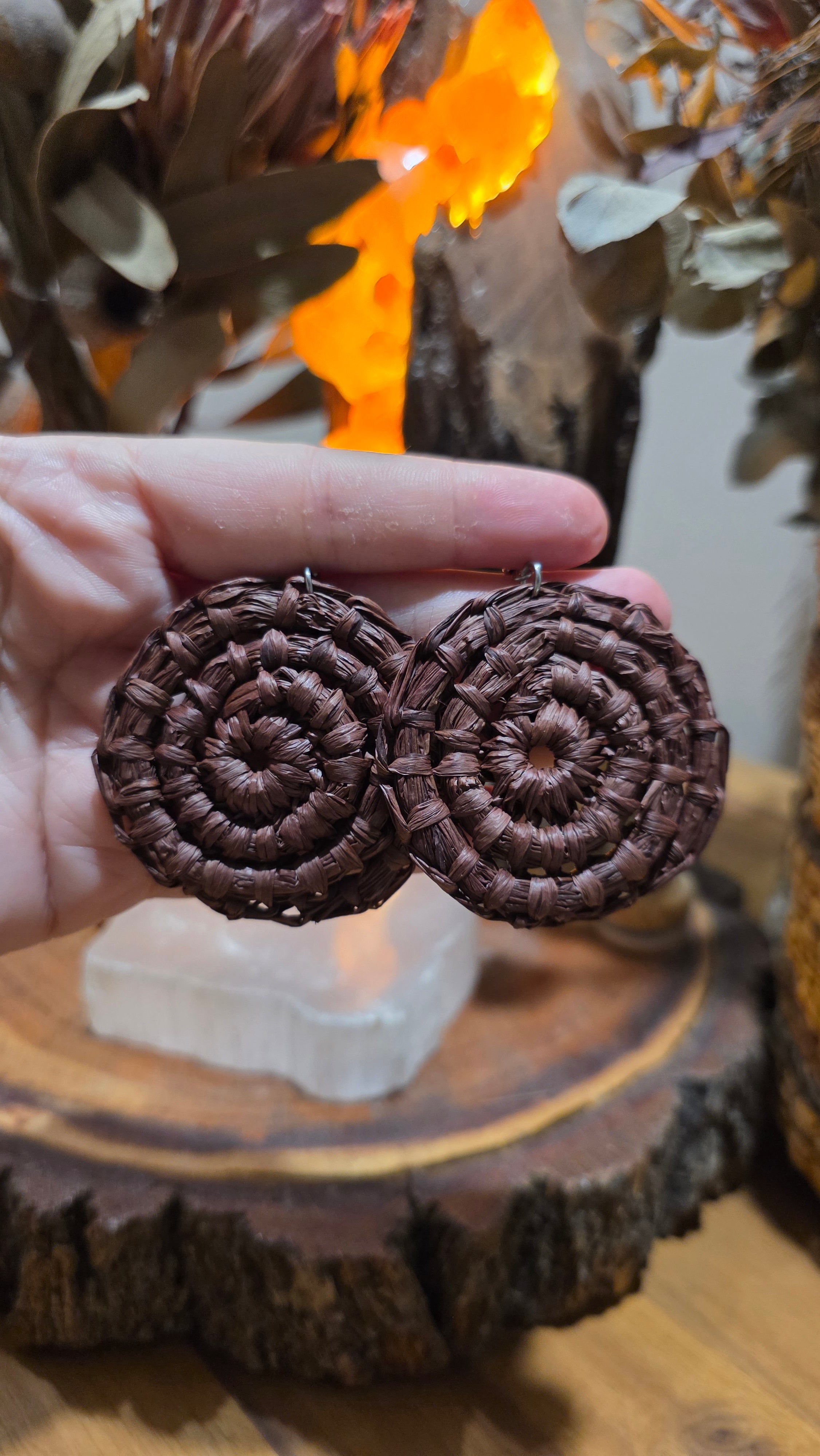 Woven Earrings Medium - Wombat