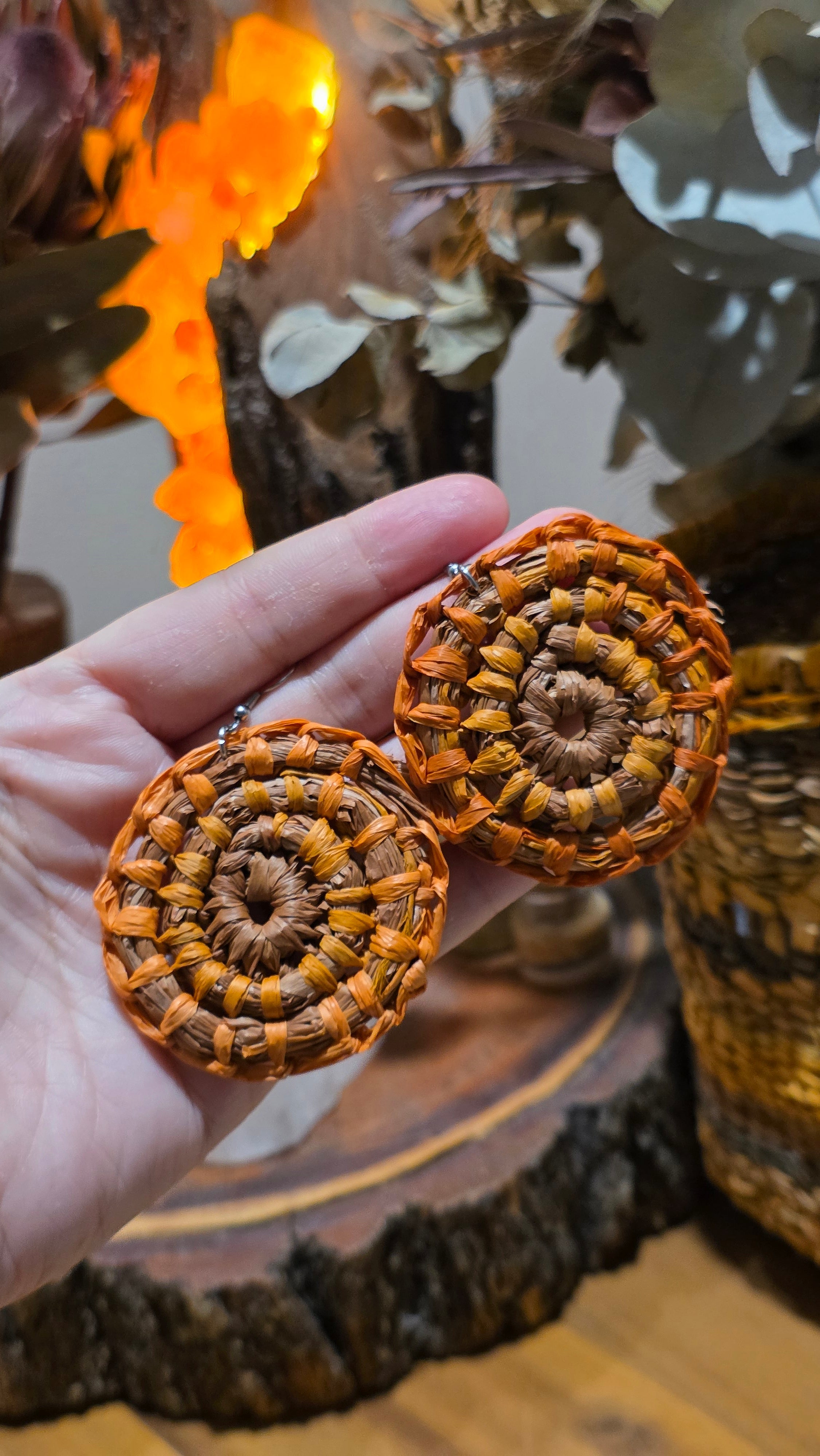 Woven Earrings Medium - Amber Glow