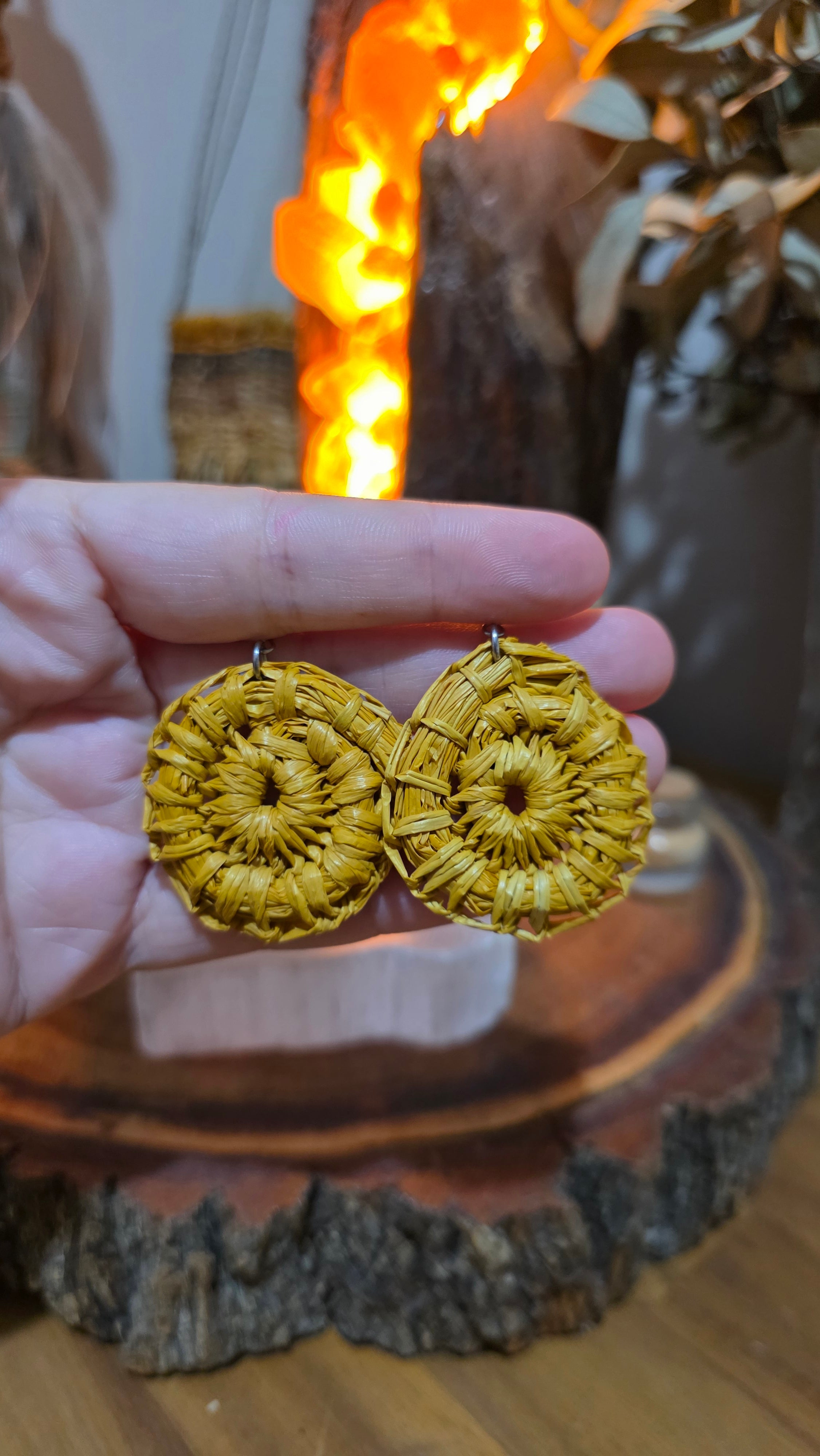 Woven Earrings Small - Yellow