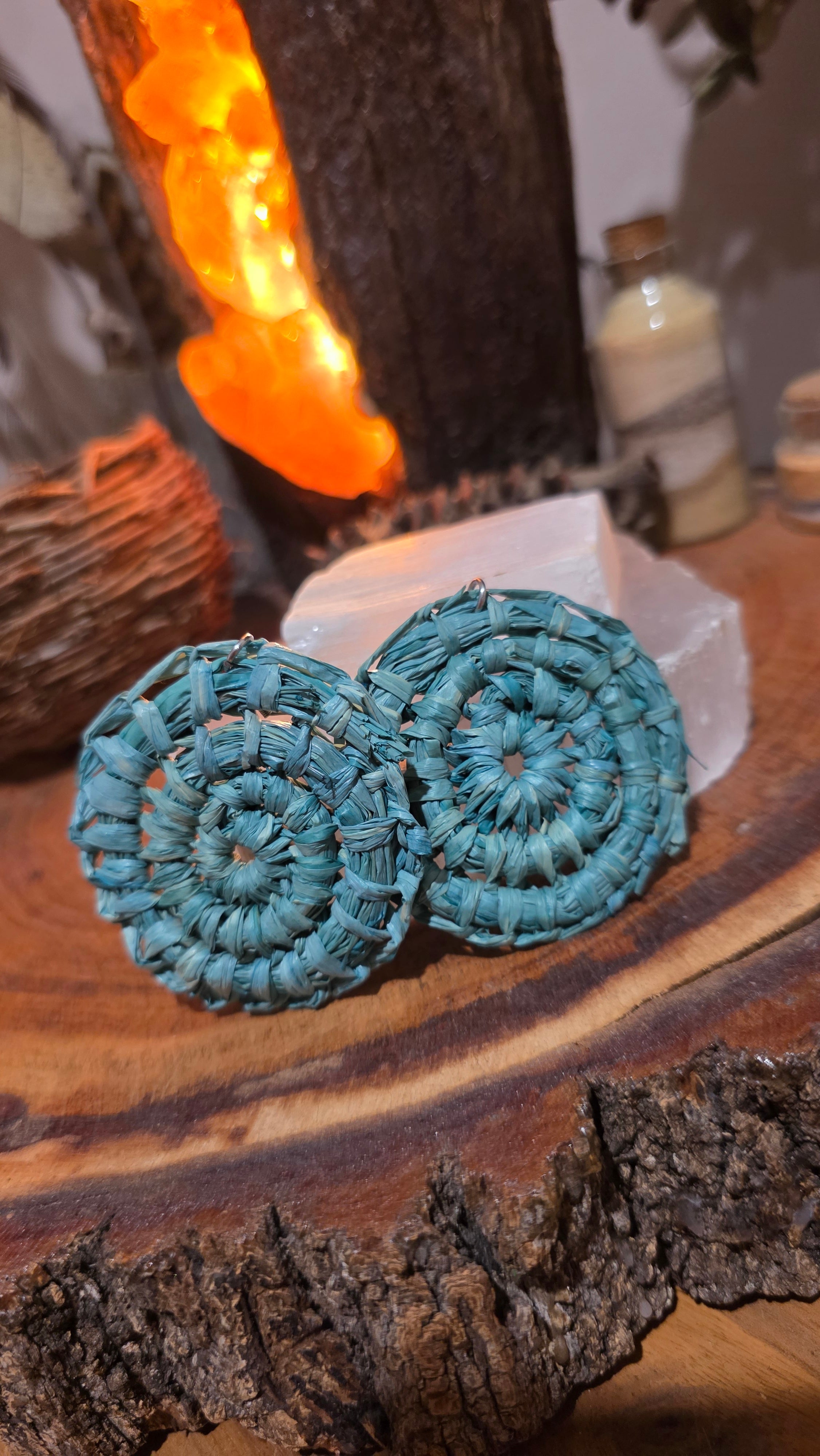 Woven Earrings Medium - Lagoon