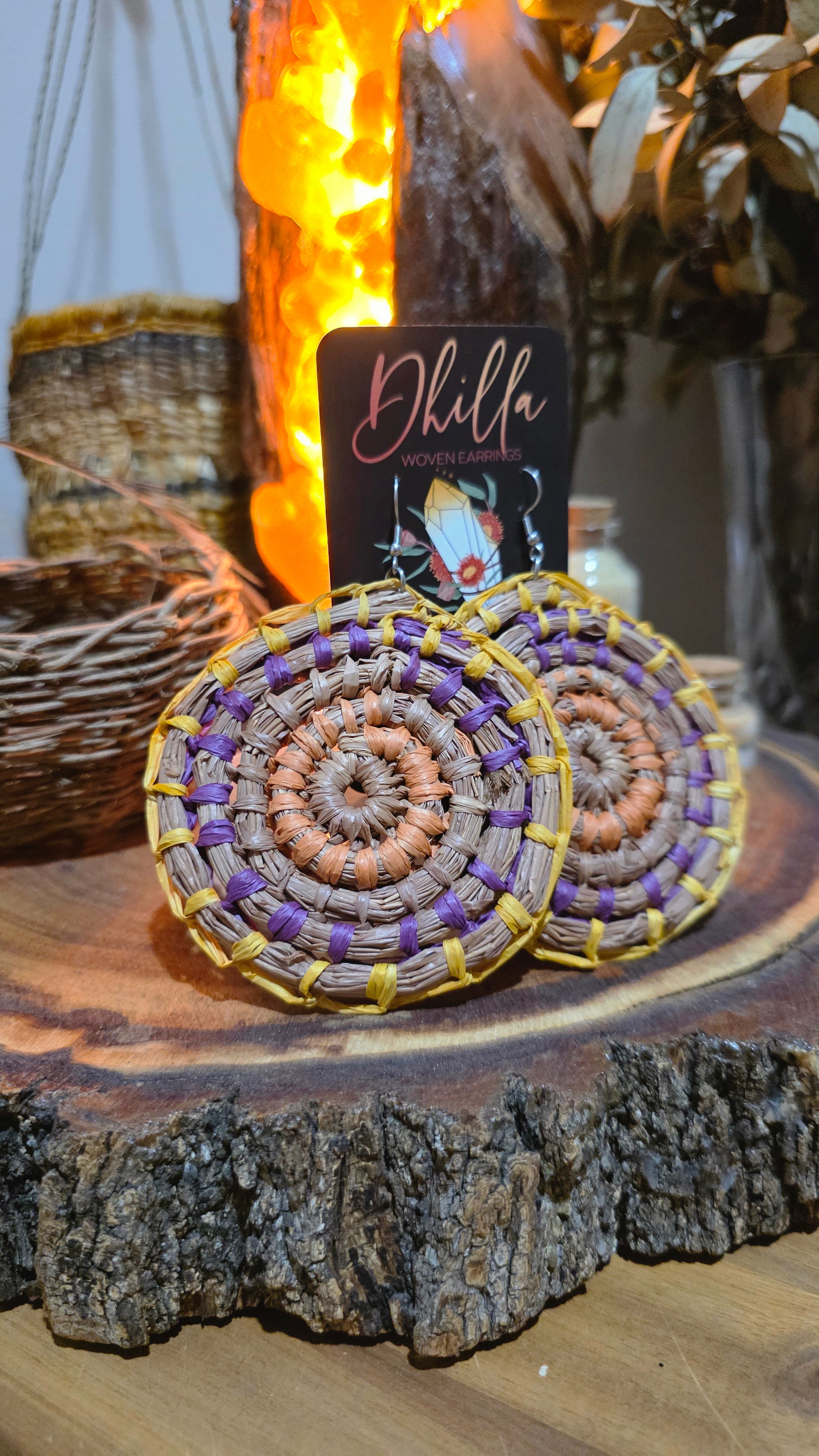 Woven Earrings XL - Spring Sun