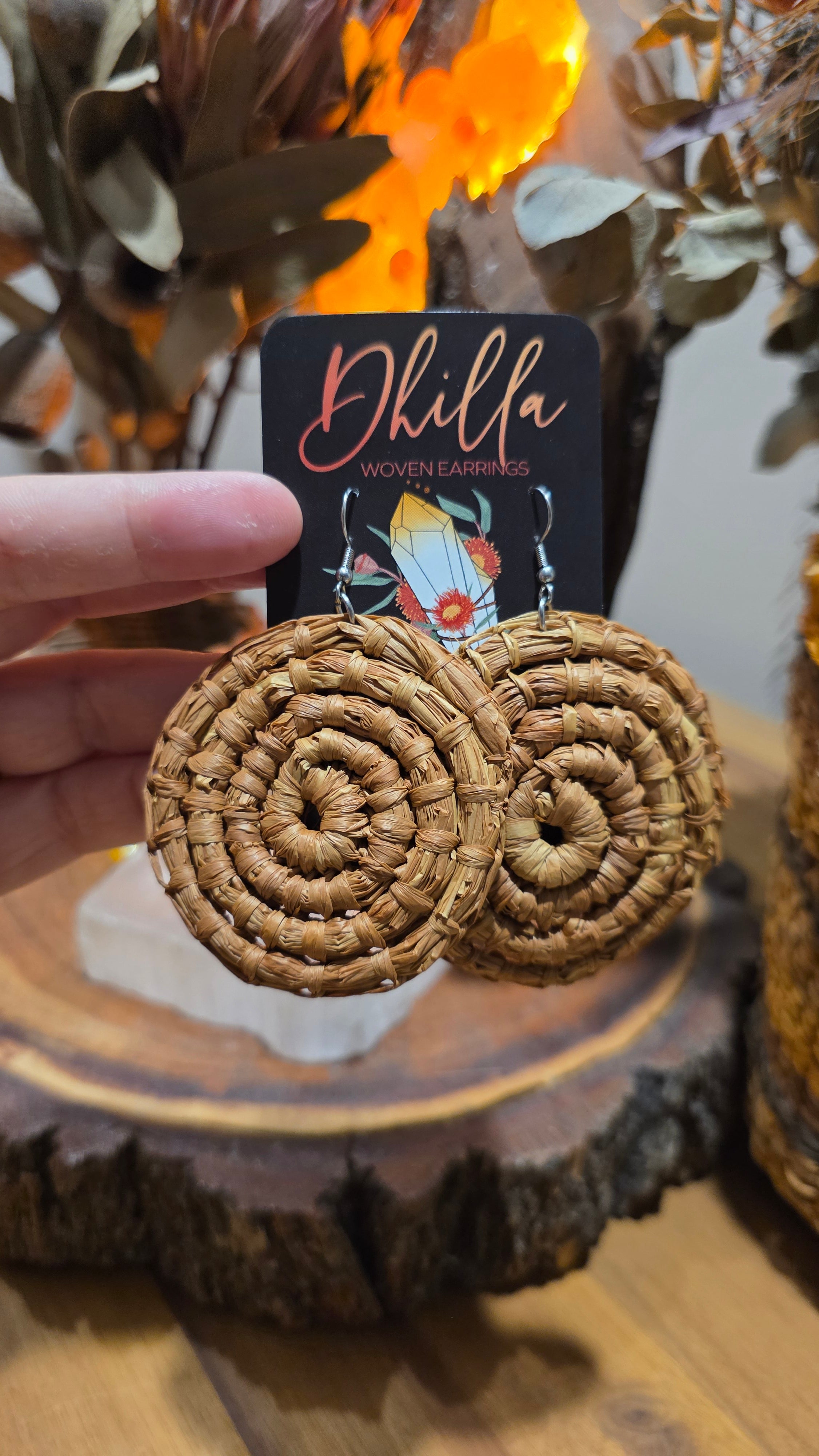 Woven Earrings Medium - Sand Dune