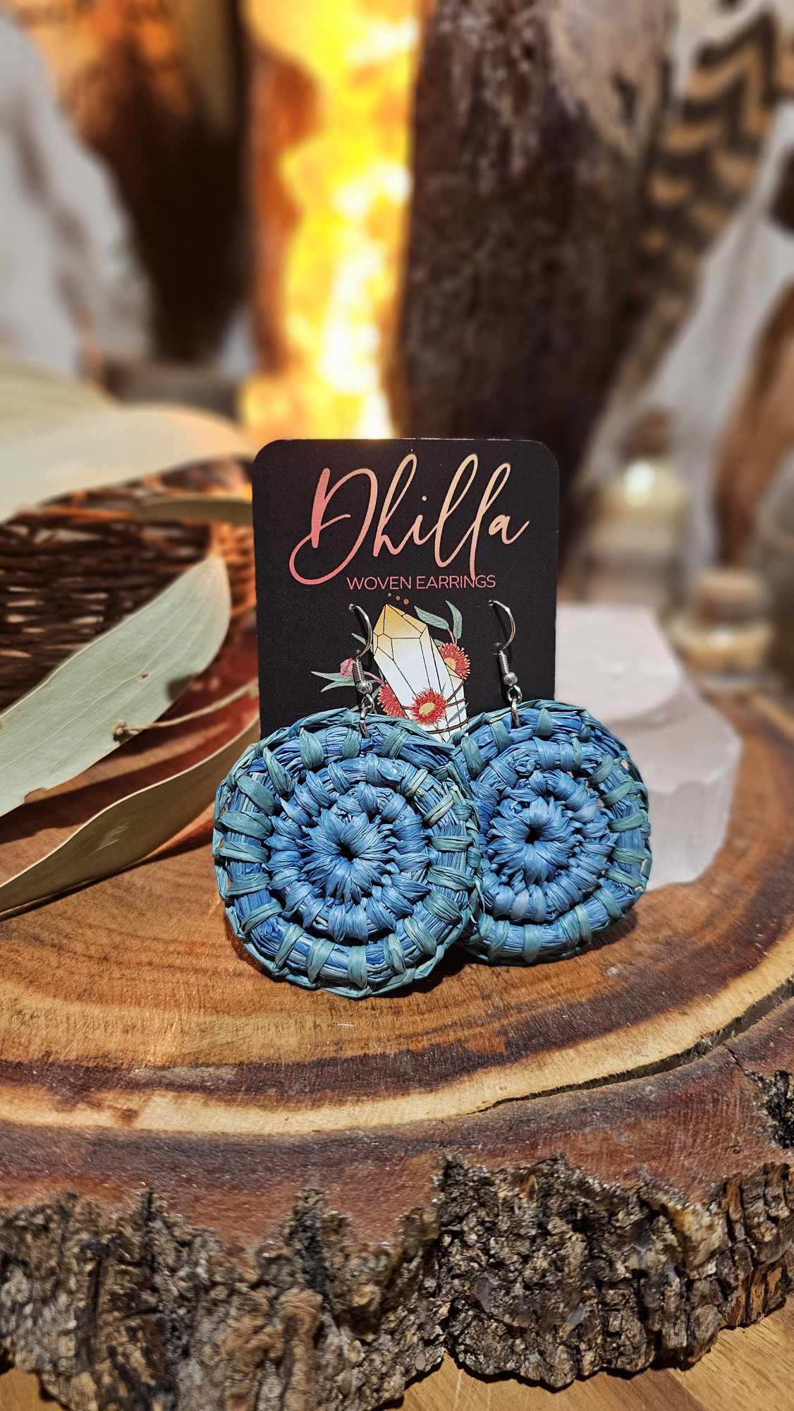 Woven Earrings Medium - Ocean Dream